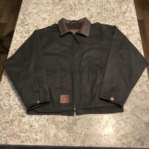 Men's Black Outback work Jacket with Brown Collar